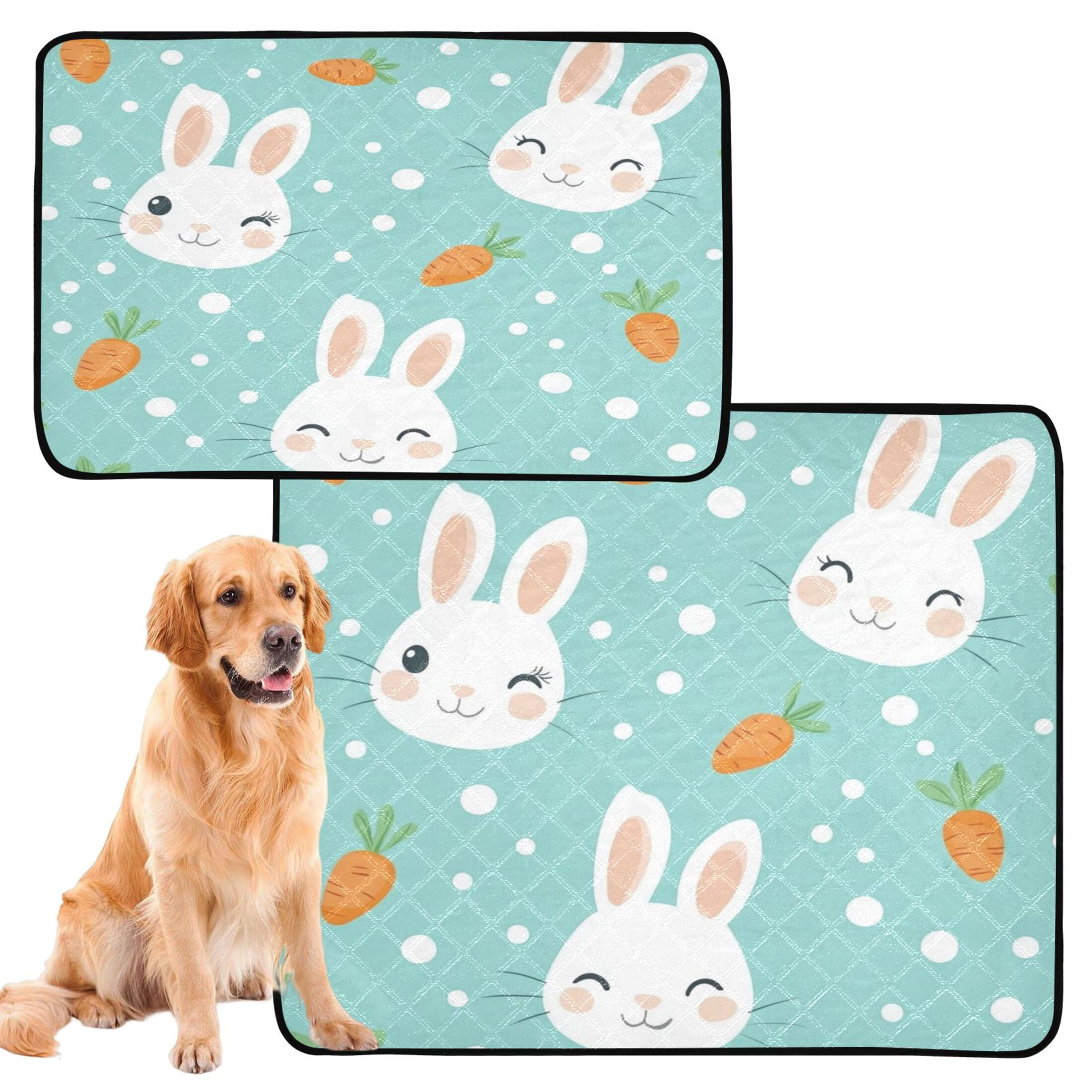Qxltty Cute Cartoon Rabbit and Carrot Pattern Cat litter Pads Pet Set of 3 Diaper Mats Center Anti-leakage Layer Absorbent Soft and Comfortable