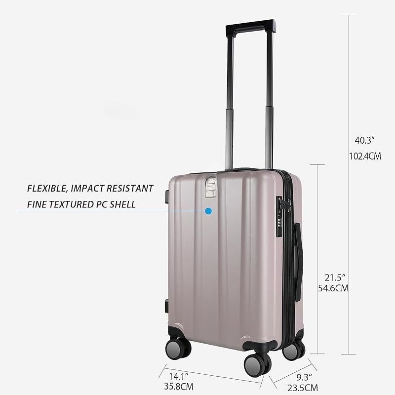 Hardside Expandable Carry On Luggage with Spinner Wheels & Built-in TSA Lock, Durable Suitcase Rolling Luggage with USB Port, Carry-On 20-Inch