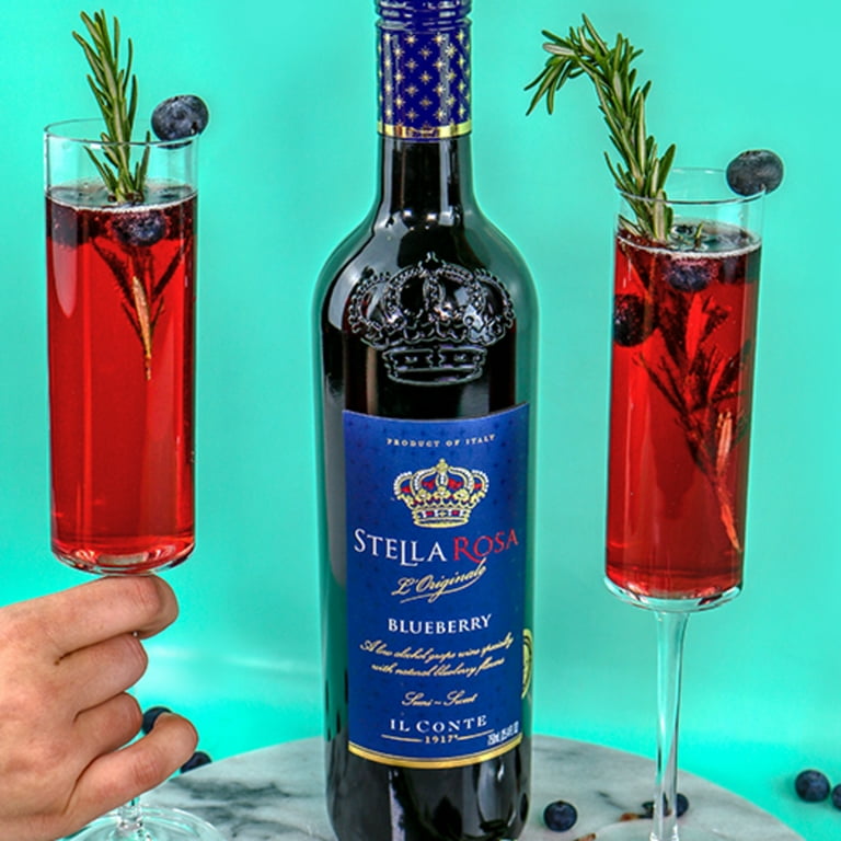 Stella Rosa Blueberry Semi Sweet Red Wine 750ml Glass Bottle Piedmont Italy Serving Size 5oz
