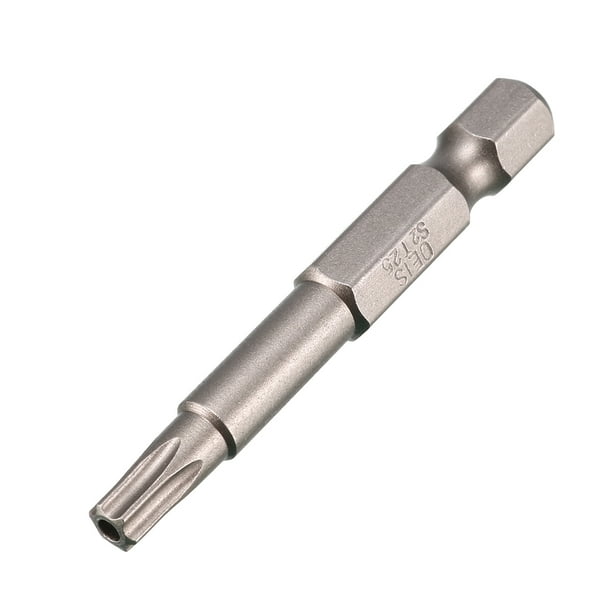 10 Pcs Magnético 50mm 1/4" Punta Torx T25 Controlador de Seguridad Bits de Destornillador Plateado