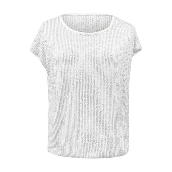 :“Women's Casual Loose Fit Sleeveless Round Neck Sequin T Shirt For Parties And Fashion” Long Sleeve Shirt for Women Women Shirts with Athletic Tops for Women Loose Fit Pack of Turtle Neck Top for