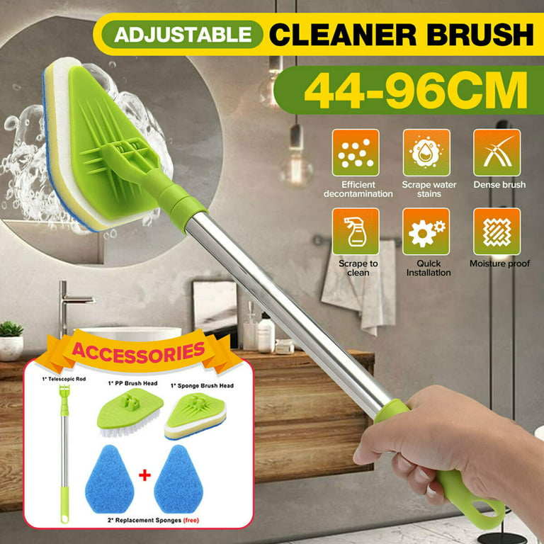 Happylost Shower Cleaning Brush with Long Handle, 3 in 1 Tub and Tile  Scrubber Brush with 50.4'' Extendable Long Handle Detachable Stiff Bristles