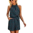 thumbnail image 1 of Combinaison Courte à Volants Sans Manches à la Taille Élastique pour Femme - Été Floral Ruffle Licol, 1 of 6