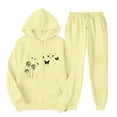 thumbnail image 2 of Womens 2 Piece Outfits Heart Print Hoodie Sweatsuit Sets Loose Comfy Sweatshirt Fall Fashion Sweatpants with Pockets (XL, Yellow 04), 2 of 7
