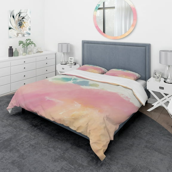 Designart 'Pink Dream' Geometric Duvet Cover Set