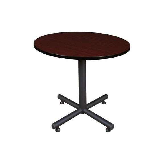 Round Breakroom Table - 42 Inch Office Conference Table - Mahogany Finish