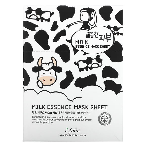 Esfolio Pure Skin Essence Mascarilla facial completa Hoja Elasticidad Hidratación Leche antienvejecimiento (paquete de 10)