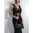 thumbnail image 6 of Summer Satin Lace V Neck Backless Maxi Dresses for Women Elegant Sleeveless Open Back Cocktail Dress Black S, 6 of 8