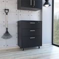 thumbnail image 2 of FM FURNITURE Penny 3-Drawer Modern Engineered Wood Storage Cabinet in Black, 2 of 9
