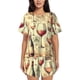 thumbnail image 1 of Balery Wine Conjunto de Pijama para Mujer con Estampado, Dos Piezas de Manga Corta y Shorts, Ropa de Dormir Suave con Cuello Redondo y Bolsillos-Small, 1 of 6