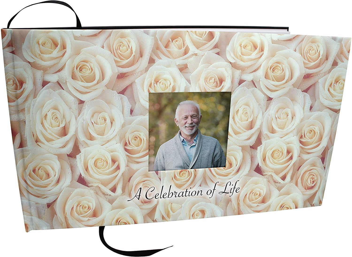 White Roses Matching Themed 'Celebration of Life' Guest Book for