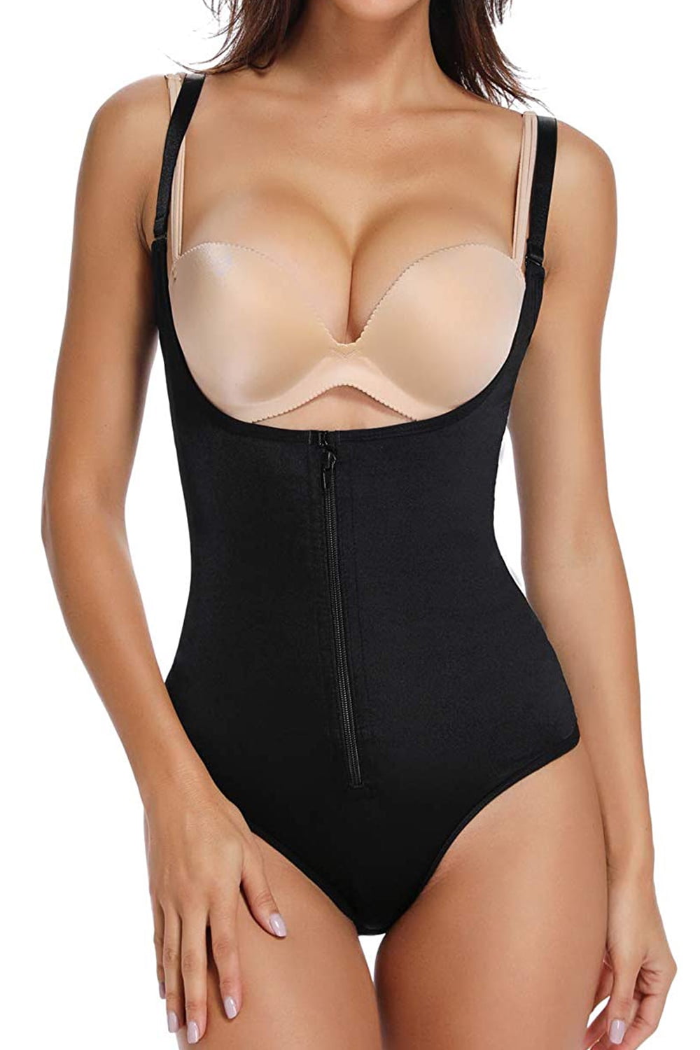 Vaslanda Shapewear For Women Tummy Control Fajas Colombianas Body Shaper Zipper Open Bust 