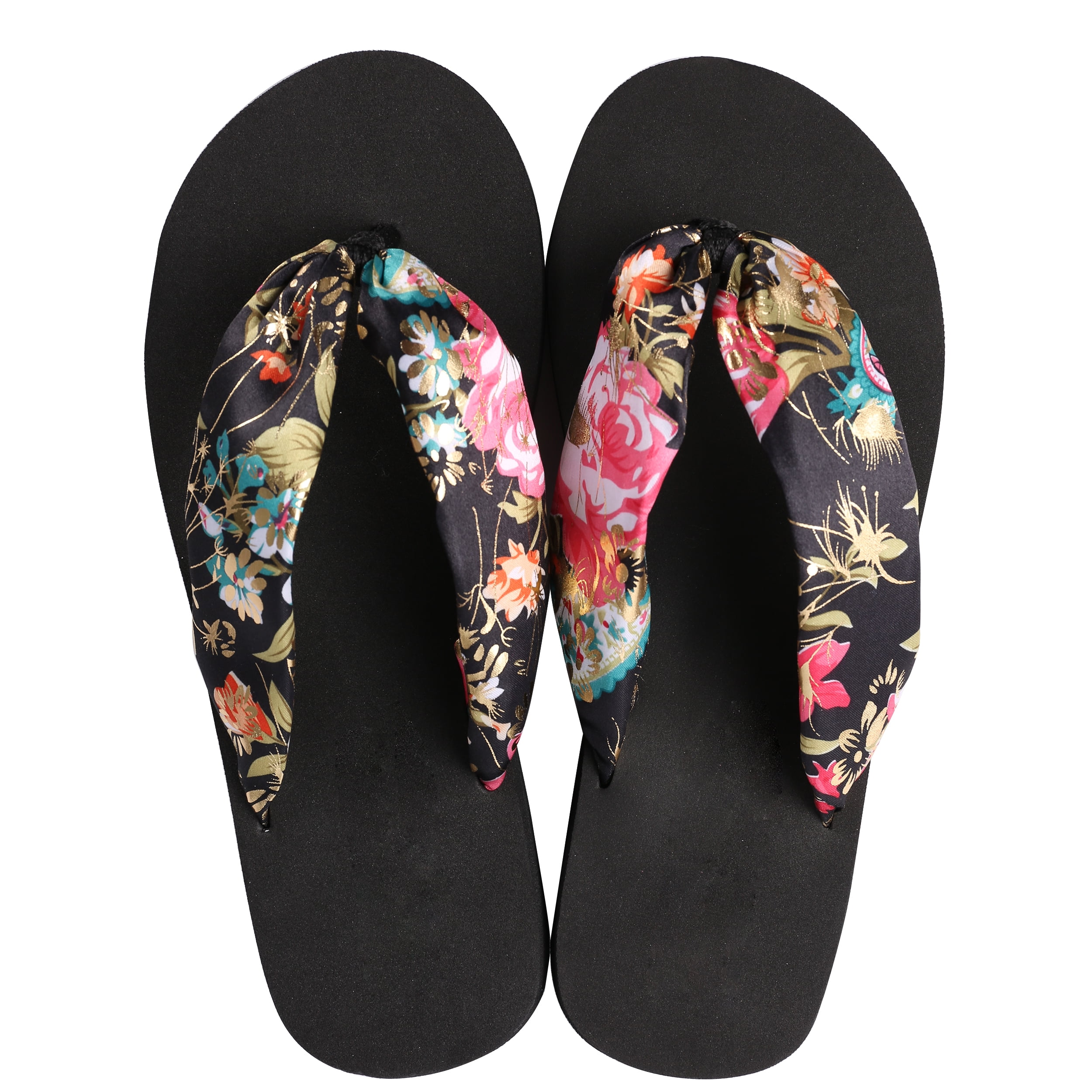 Saki Floral Flip-Flops – Ergonomic Non‑Slip Wedge Sandals for Women – Casual Wear, Indoor/Outdoor