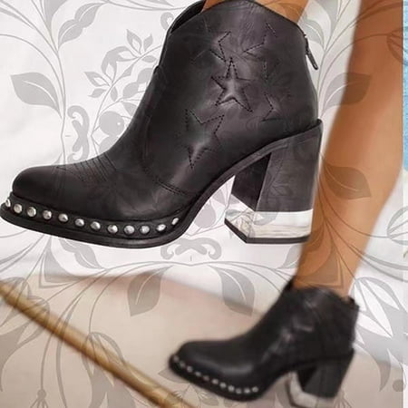 

Herrnalise Embroidered Thick Heel Women s Boots With Side Zipper Short Deals