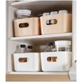 thumbnail image 6 of TRIANU 4 Pcs Open Storage Bins, Plastic Closet Shelf Organizer Bins, Desktop Storage Baskets for Bathroom, Nursery, Home, 9.64*6.3*3.93 in, Beige, 6 of 7