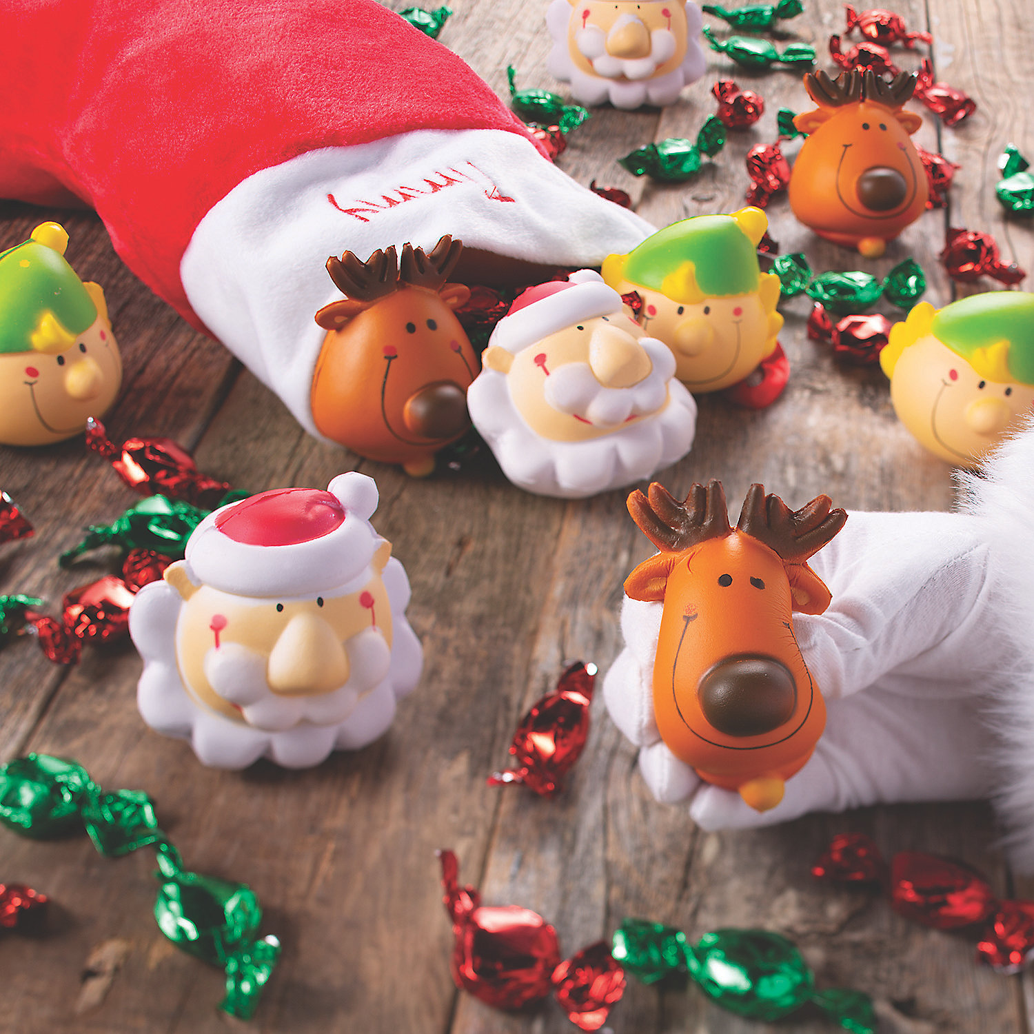 Fun Express - Holiday Character Stress Toys for Christmas - Toys - Balls - Relaxables - Christmas - 12 Pieces