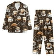 thumbnail image 2 of DISNIMO Women's Pajama Sets Coffee Printed 2 Piece Pj Lounge Sets with Pockets Long Sleeve Button Down Nightwear with Matching Pajama Pants Soft V Neck Loungewear Nightwear, 2XL, 2 of 7
