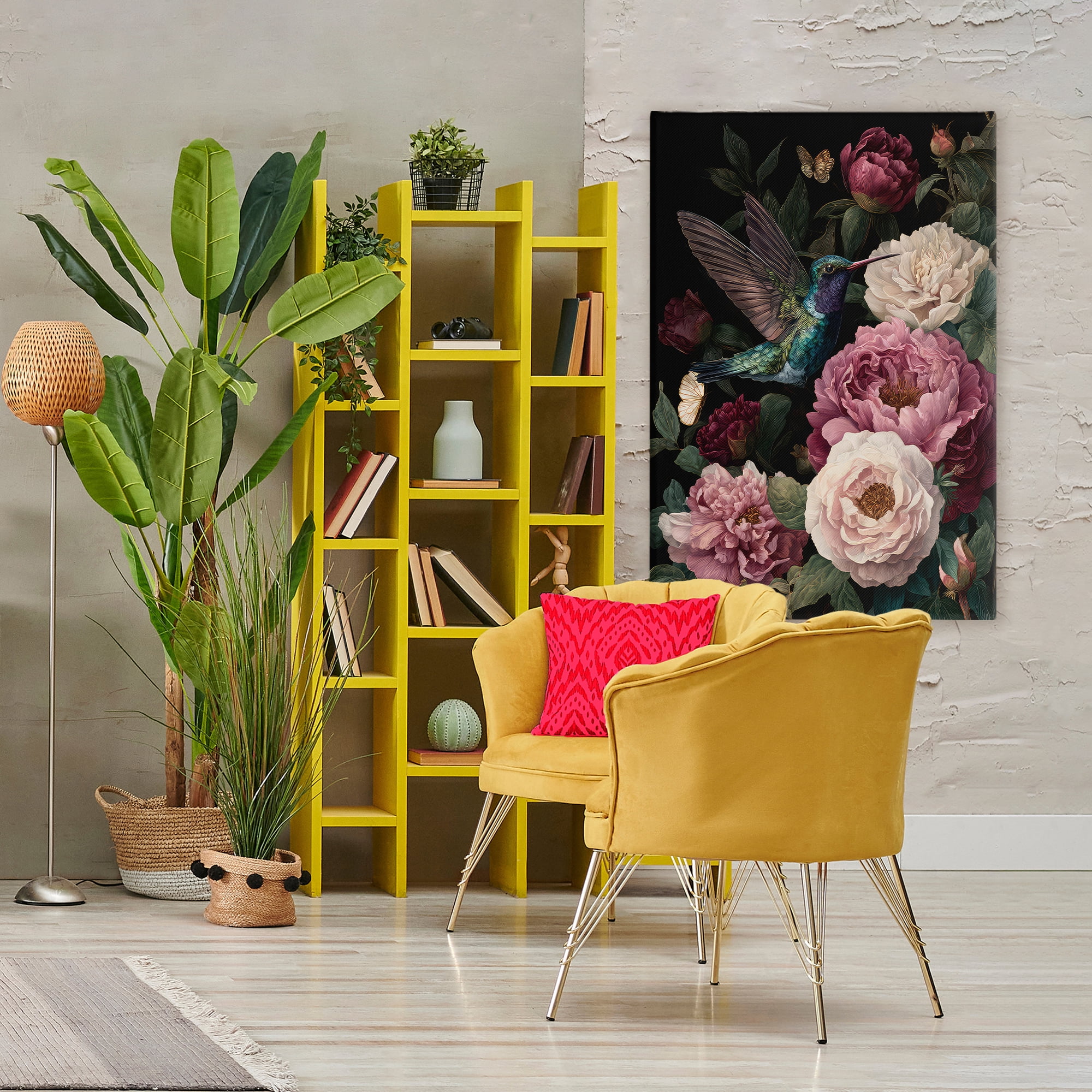Stupell Industries Hummingbird & Lush Peonies Canvas Wall Art, design by The Wands Want