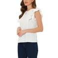 thumbnail image 4 of INSPIRE CHIC Blouse Décontractée d'Été pour Femme à Col Rond et Manches Courtes m Blanc, 4 of 5