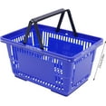 thumbnail image 3 of CNCEST 12PCs Modern Blue Rectangular Plastic Shopping Baskets, 18L Capacity, Stackable, 43x30x23cm/17x12x9inch, 10kg/22lbs Load-Bearing, Set of 12 (Blue), 3 of 9