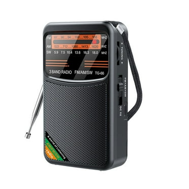 Portable Radio AM FM with Rechargeable Battery, Earphone Jack, Handheld Radio, Excellent Reception, Knob Easy to use