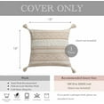 thumbnail image 4 of Decorative Throw Pillow Cover 18x18 Square Cream Neutral White Boho Accent Pillowcase Tassels Farmhouse Cushion for Couch Sofa Bedroom Living Room Home Décor (Cover ONLY, Pack of 1), 4 of 7