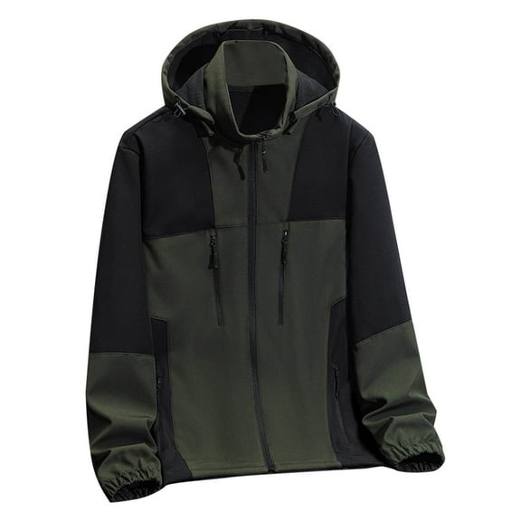 Admvng Rain Coats for Men Casual Plus Waterproof Solid Long Sleeves Zipper Hooded Outdoor Sports Jacket, Size XL-5XL