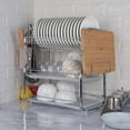 thumbnail image 2 of Multifunctional 3-Tier Dish Drying Rack, Stainless Steel Kitchen Sinkware Dish Rack Kitchen Supplies Drying Frame, Quick Dry with with Drainboard, 2 of 8