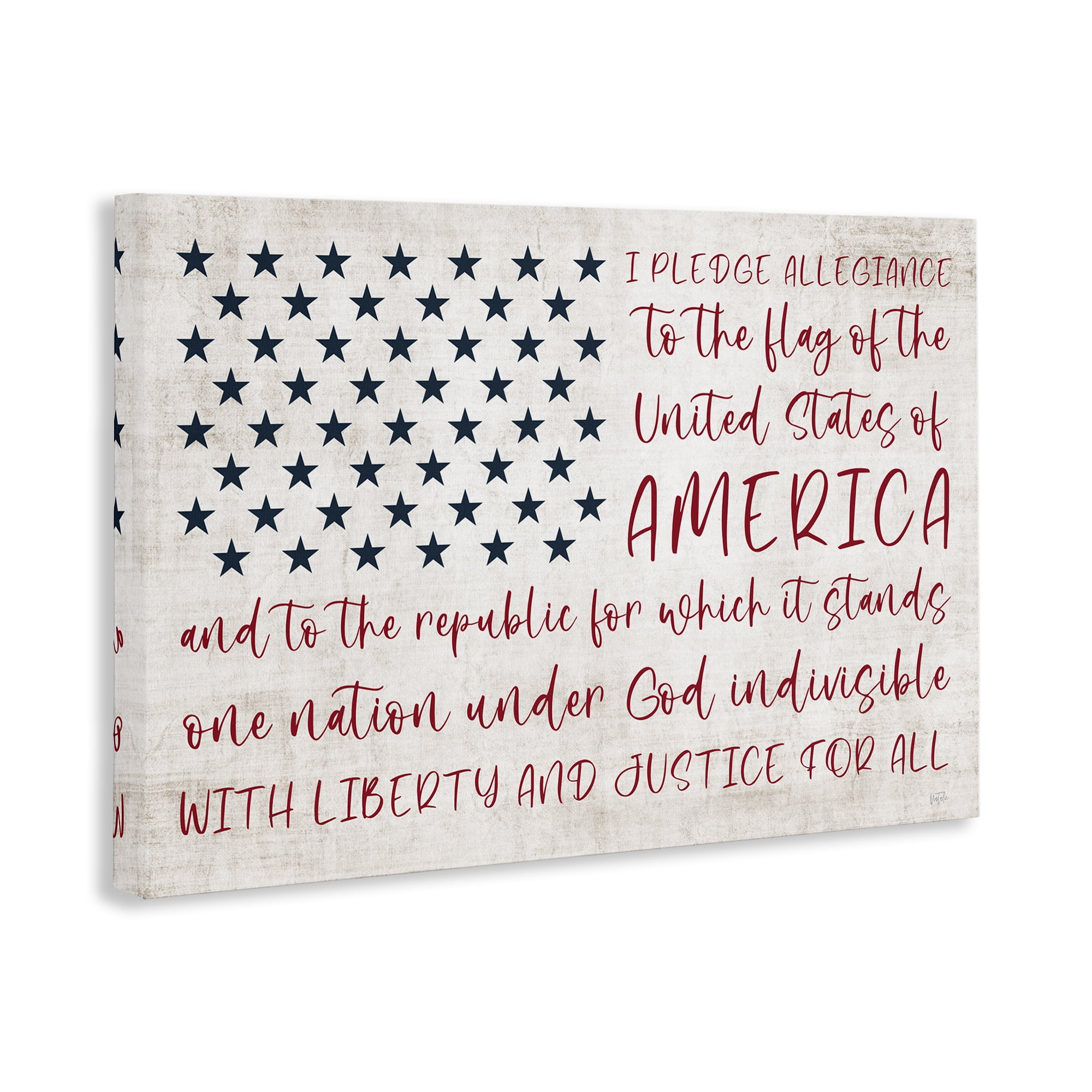 Stupell Industries Patriotic Pledge of Allegiance Patriotic Painting Wrapped Canvas Art Print Wall Art, 45 x 30