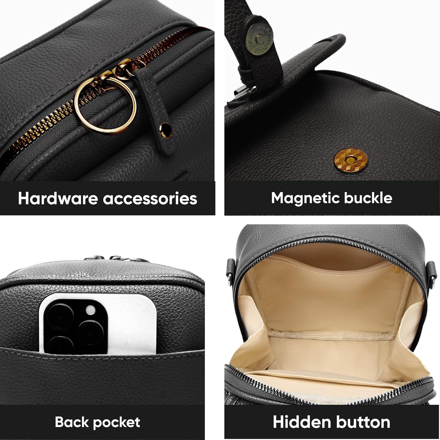 Leather Crossbody Bags for Women Anti-Theft Vegan Purse with Card Slots, Travel Shoulder Bag, Waterproof Crossbody Purse