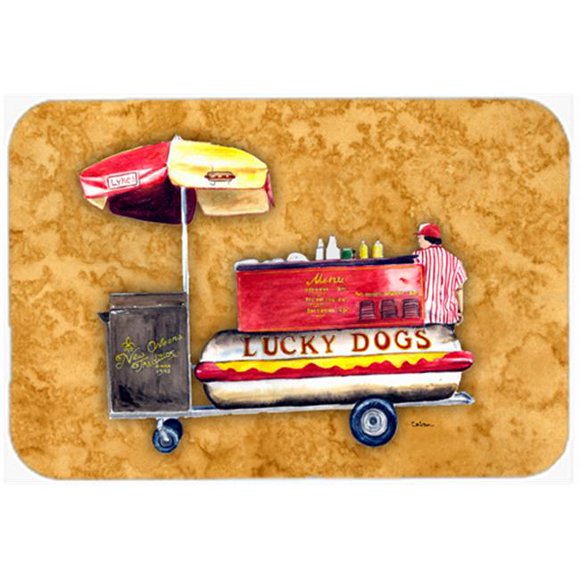 15 x 12 in. Lucky Dog Hot Dog Cart Glass Cutting Board