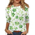 thumbnail image 2 of St.patrick Day Plus Size Women T-Shirts 3/4 Sleeve Round Neck Lucky Irish Shamrock Printed Casual T-Shirt Funny Party St Patricks Day Holiday Shirts, 2 of 6