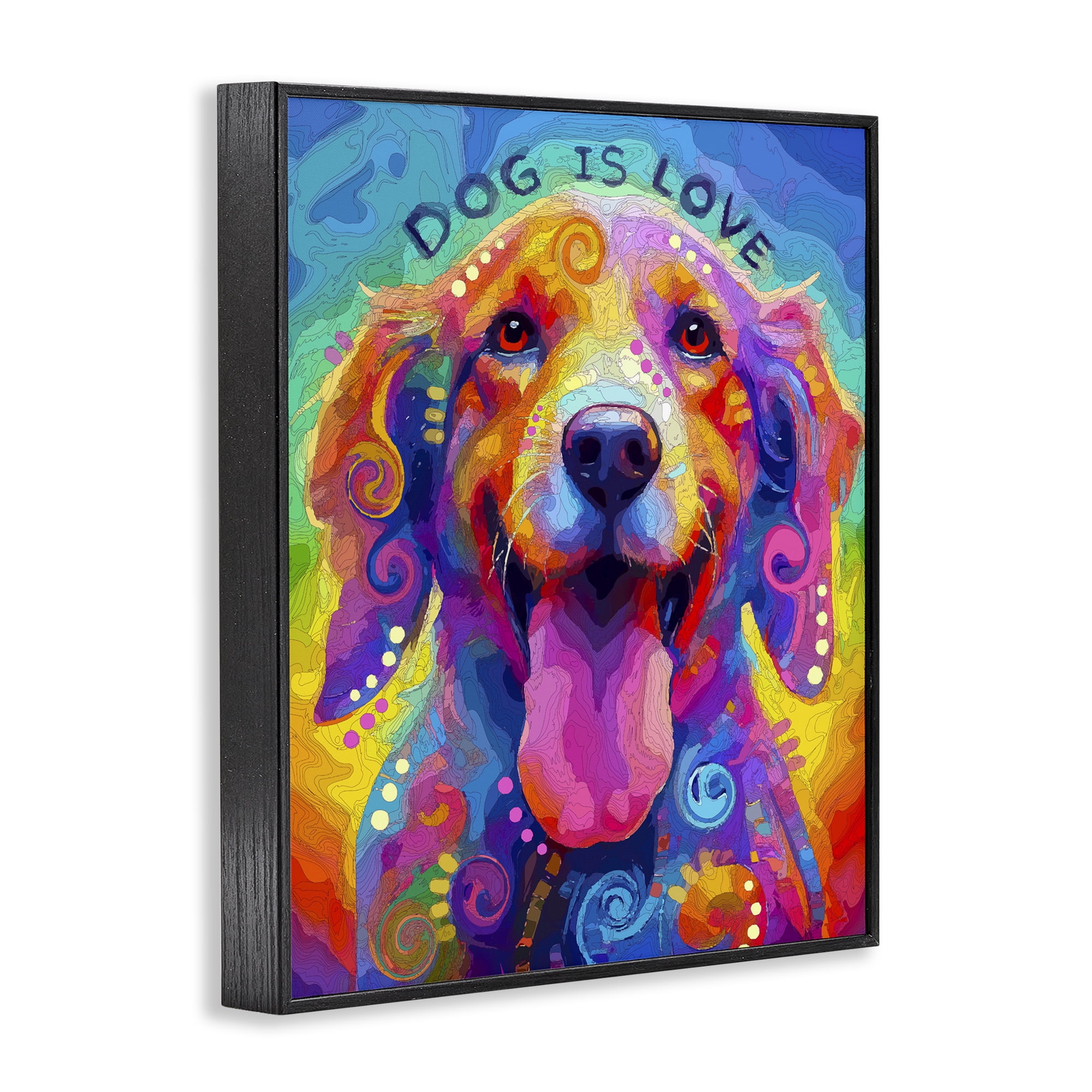 Dog Is Love Swirled Pattern Black Framed Giclee Art, design by Dean Russo- Evolution Collection