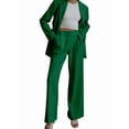 thumbnail image 2 of Women Suits 2 Piece Set Business Casual Dressy Oversized Blazer Jacket and Wide Leg Pants Emerald Green L, 2 of 9