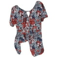 thumbnail image 5 of ALLLIST Crew Neck Womens Tops Clearance Under $10 Red Floral Short Sleeve Lace Blouses Flounce Dressy Ladies Tops and Blouses, 5 of 6