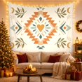 thumbnail image 3 of Geometric Heart with Olive Branch Sprigs on Cream Base, Cozy Folk Art for Home Decor Enthusiasts, Folk Inspired Wall Art, Housewarming Gift, Tapestry Wall Hanging for Living Room and Bedroom, 3 of 7