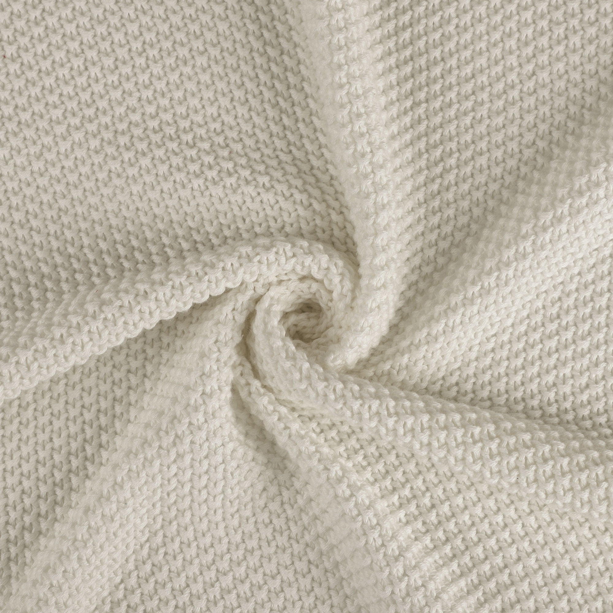 Unique Bargains Pure Cotton Soft Cable Knit Throw Blanket Beige 59" x 78"