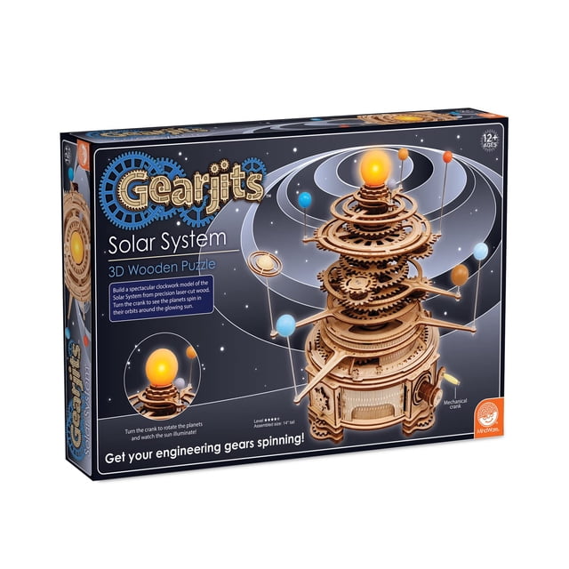 MindWare Gearjits: Solar System – Wooden 3D Building Puzzle for Teens & Adults – DIY Solar System Model – Fun for Parents Too! – Great STEAM