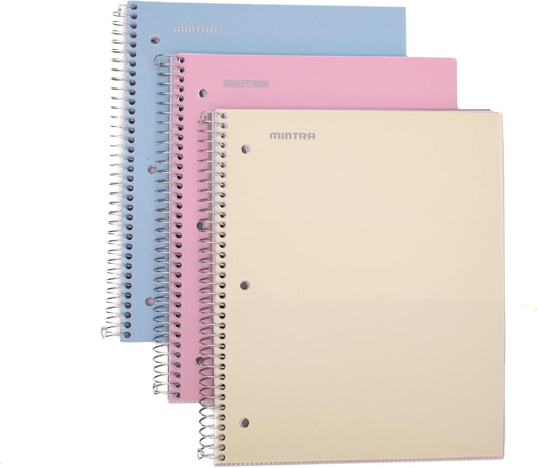 Mintra Spiral Notebook - 2 Subject (Olive, Arctic, Chili) - Junior Size, 3PK