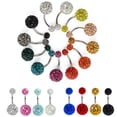 thumbnail image 4 of Yesbay Women\'s Rhinestone Balls Navel Button Barbell Body Piercing Belly Ring-Red, 4 of 6