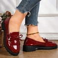 thumbnail image 4 of Rokment Fringe Oxfords Dress Shoes for Women Ladies 2026 Spring Fall Fashion Casual Leather Tassel Bow Low Heel Slip on Penny Loafer Ballet Flat Red Size 9.5, 4 of 6