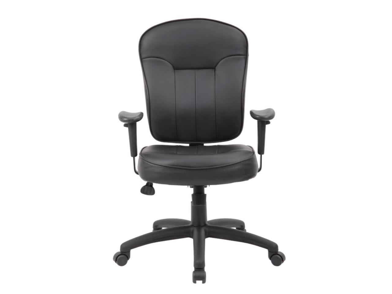 Boss Office Products Black Leather Task Chair with Adjustable Arms