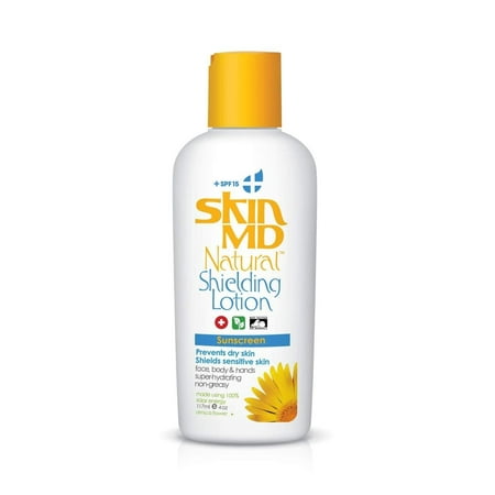 Skin MD Natural Shielding Lotion for Face, Body & Hands 4oz + SPF 15 - Helps with Eczema & Psoriasis! The natural dry skin remedy to the things that dry your