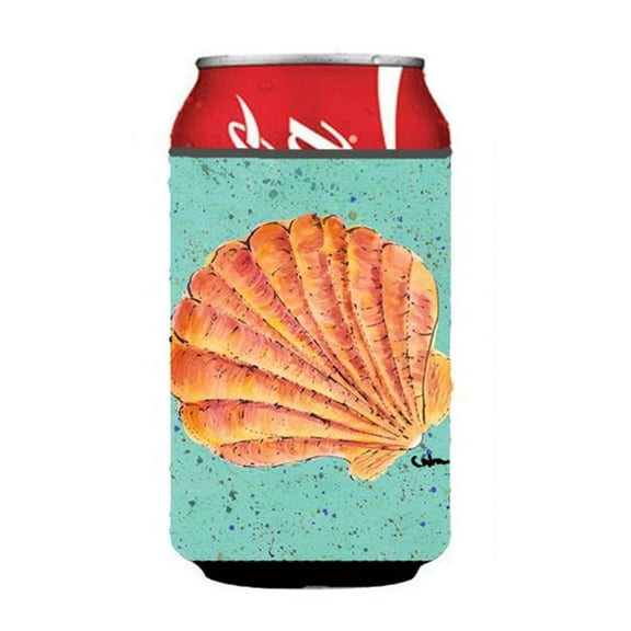 Scallop Shell On Teal Can Or Bottle Hugger
