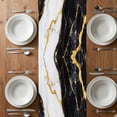 thumbnail image 6 of Black Marble Table Runner - 36 Inch Long, Kitchen Dining Table Runner Dresser Scarves, Luxury Gold White Abstract Cracks Artwork Farmhouse Decor for Coffee Tables Wedding Party Banquet, 6 of 8