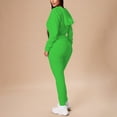 thumbnail image 6 of MORTTIC Women's Solid Color Two-Piece Drawstring Hooded Track Set Zip-Up Top Pocket Pants with Ribbed Detail Green，L, 6 of 7
