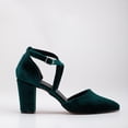 thumbnail image 1 of Sina - Tacones altos con tiras cruzadas altos con tiras cruzadas de terciopelo verde esmeralda esmeralda 22.5 CM, 1 of 6