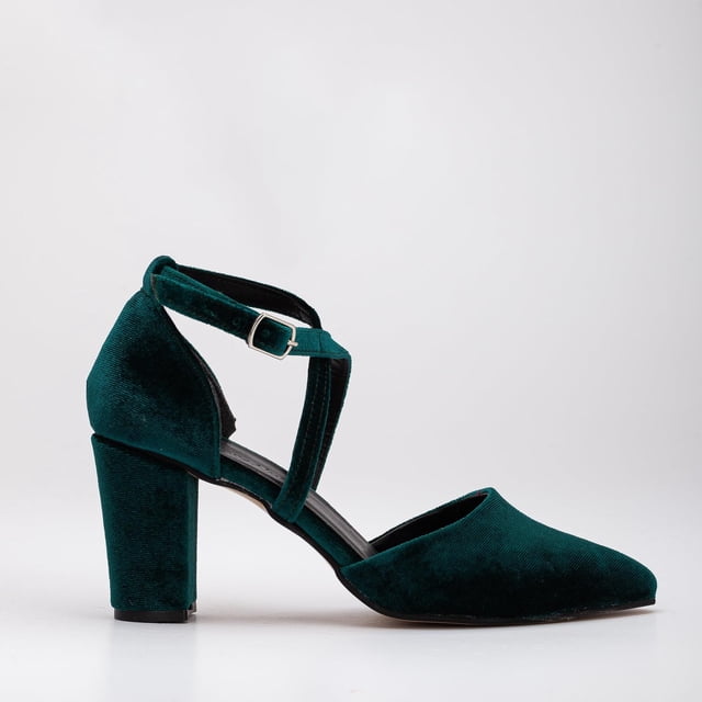 Sina - Tacones altos con tiras cruzadas altos con tiras cruzadas de terciopelo verde esmeralda esmeralda 22.5 CM