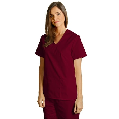 - Adar Universal Mock Wrap Solid Trim Top - 608 - Burgundy/Burgundy - XL