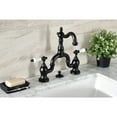 thumbnail image 3 of Kingston Brass KS7970PL English Country, Matte Black Bridge Bathroom Faucet with Matching Brass Pop-up Drain, 3 of 7